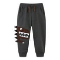 thumbnail image 3 of SonxaHe Little Boys Pants Dinosaur Embroidery Stretch Waist Jogger Sweatpants Kids Outerwear Athletic Fall Pants Gray,Sized 6-7, 3 of 3