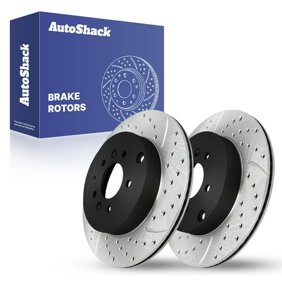 AutoShack Rear Vented Drilled & Slotted E-Coated Brake Rotors 2-PC Set Replacement for 2007-2012 Mazda CX-7 ShadowGuard 11.88" (301.8 mm)