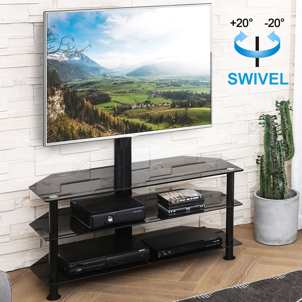 FITUEYES 3in1 Swivel Floor Universal TV Stand with Height Adjuseable