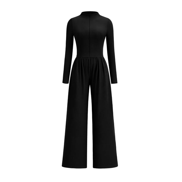 Enterizo PRETTYGARDEN Negro Cuello Simulado Manga Larga XL