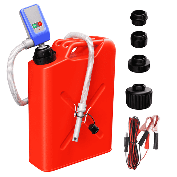 MQAAUP Automatic Fuel Transfer Pump with Auto-Stop, 51''Extra Long Hose, 3.2 Gallon per Min, 4 Can Adapters, Fast and Safe Portable Gas Can Pump for Oil, Diesel,Gasoline