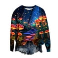 thumbnail image 5 of Xuyuer Women's Long Sleeve Hoodless Printed Casual Warm Sweatshirt, Cozy Pullover for Spring Comfort, Everyday Lounging and Seasonal Graphic Style, 5 of 5