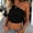 Black, variant on Avrnliq Green One Shoulder Crop Top for Women Asymmetrical Loose Fit Casual Blouse with Adjustable Side Tie Summer Vacation Top,Size 2XL