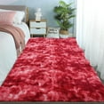 thumbnail image 3 of Lochas Fluffy Modern Area Rugs Tie-Dyed Rug for Kids Girls Room Nursery Home Decor Shag Soft Carpet,5'x8',Burgundy Red, 3 of 7