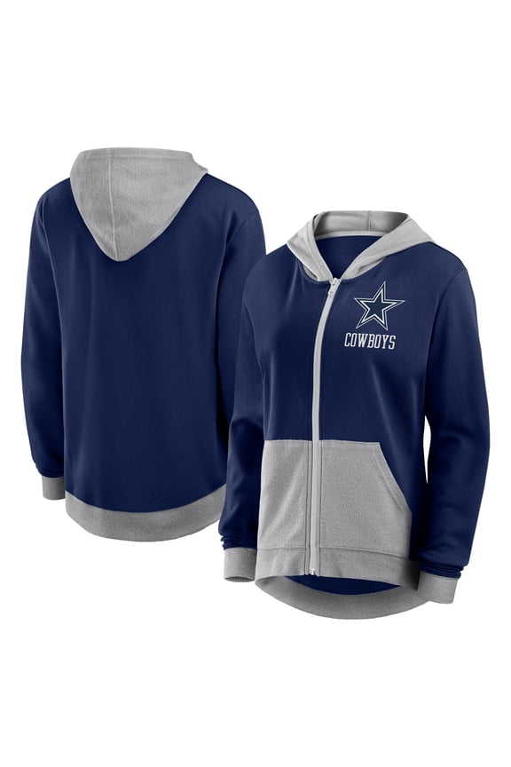 Women's Fanatics Navy Dallas Cowboys Hit It Full-Zip Hoodie