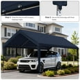 thumbnail image 6 of Pakunoda 10' X 20' Carport Canopy Replacement Cover, Portable Car Garage Shelter Party Top Tent with 34PC Ball Bungees, Navy Blue (Only Cover, Frame Not Included), 6 of 8