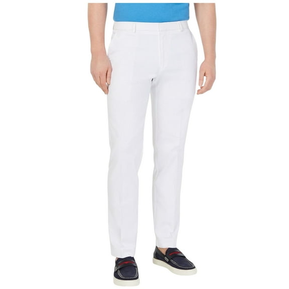 Tommy Hilfiger Mens Modern fit Dress Pants 32 / 30 White Solid Stretch