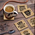 thumbnail image 3 of Inkdotpot Set of 6 Drink Coasters Easy Clean 4-inch SquareCoastersCork Base-Reusable- Coffee Quote, 3 of 8