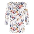 thumbnail image 5 of Womens Blouses Long Sleeve Women's Vintage Printed Round Neck 3/4 Sleeve T-Shirt Loose Top, 5 of 5