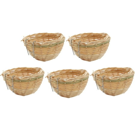 Bamboo Wicker Woven Bird Nest for Small Birds Hanging Cage Accessories for Canaries Doves Pigeons Parrots Budgies & Parakeets Natural Bedding Hideaway Boxes