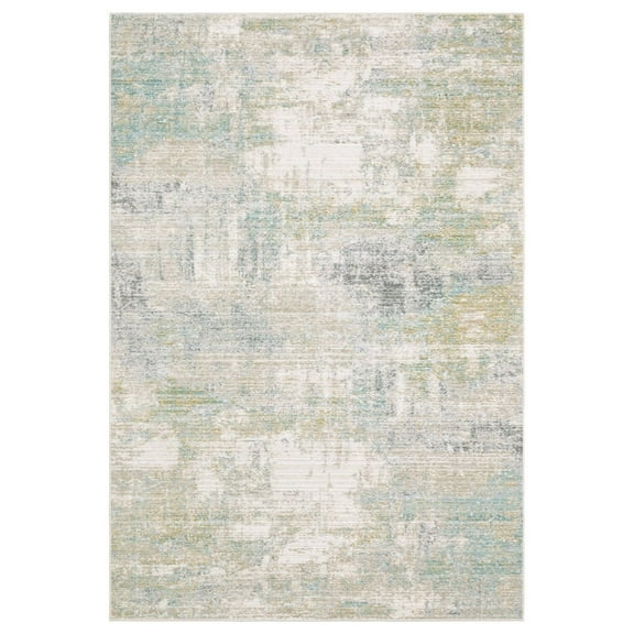 Oriental Weavers Cavett Area Rug - CAV01 - 6'7" x 9'6" - in Ivory/ Teal - Modern Style, Stain Resistant, Family and Pet Friendly , Dining, Living Room Rug