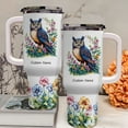 thumbnail image 3 of Custom Name 40oz Tumbler with Handle and Straw - Personalized Great Horned Owl Gifts for Women, Girls - Stainless Steel Travel Mug with Lid - Animal Lover Birthday Christmas Gift, 3 of 6