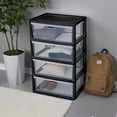 thumbnail image 3 of Sterilite Wide 4 Drawer Tower, Plastic Storage Organizer with Removable Clear Bins, Easy Assembly, No Tools Needed, Black, 3 of 8