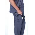 thumbnail image 4 of Dagacci Medical Uniform Unisex Men and Women V-Neck Utility Cotton Scrub Set (Pewter Gray,L), 4 of 5
