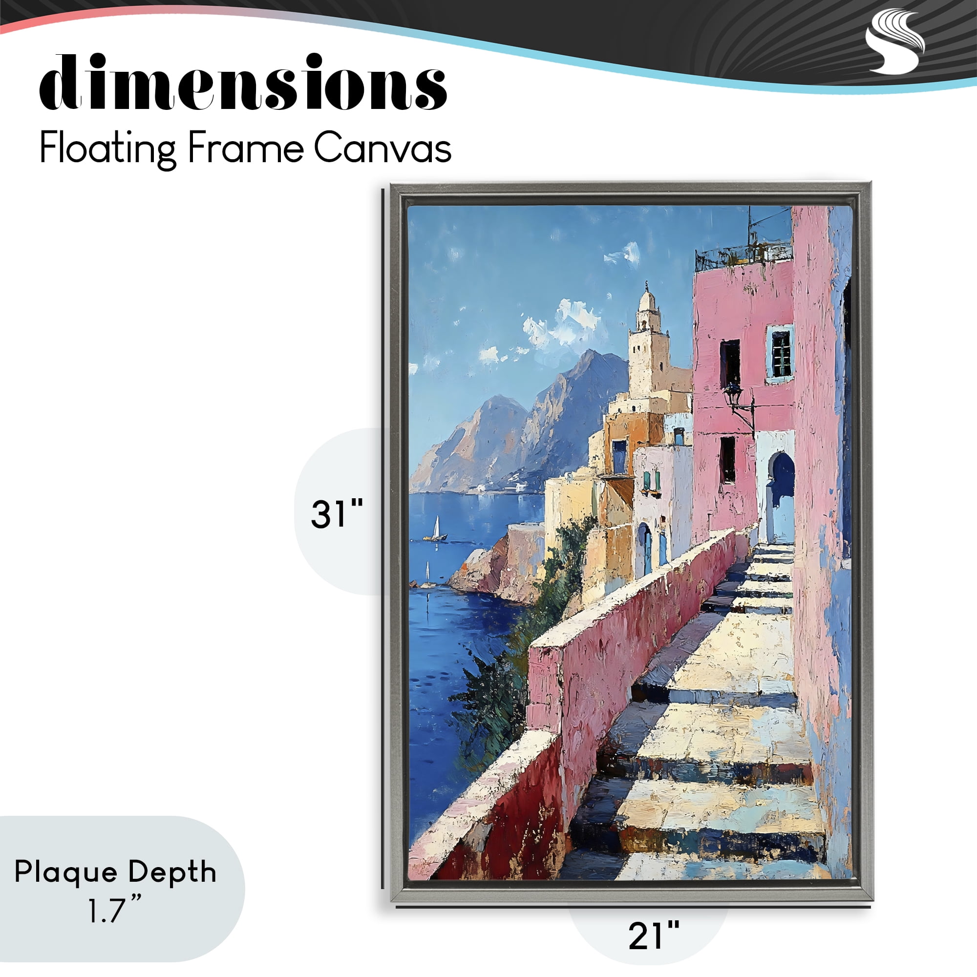 Stupell Industries Coastal Village's Sunlit Pathway Gray Framed Floater Canvas Wall Art, design by Creative Studio