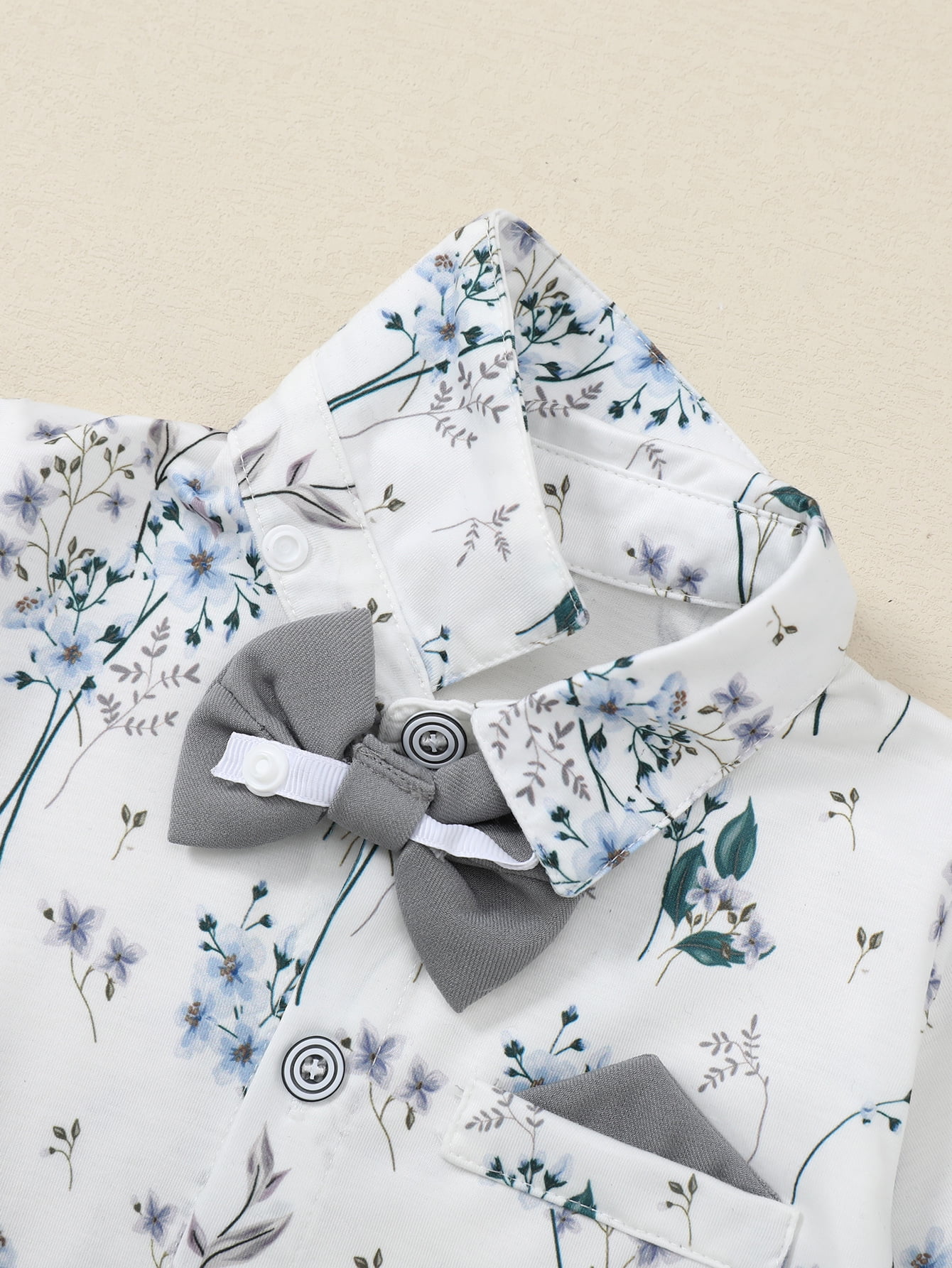 SANMIOI Infant Baby Boy Clothes 0-24 Months Gentleman's Suit Outfit Formal Shirt Suspender Pants Hat Bowtie 4pcs