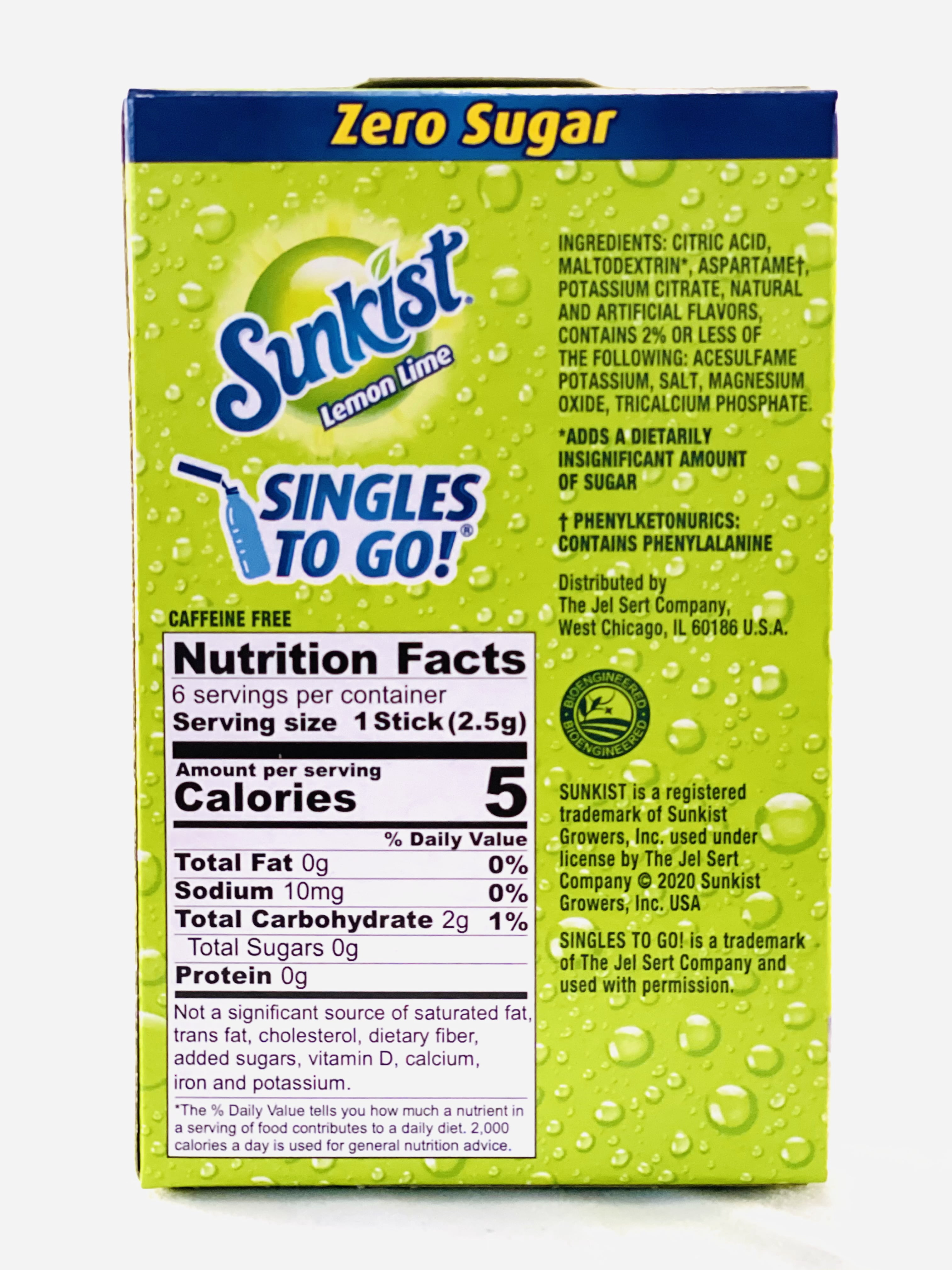 Sunkist Lemon Lime Drink Mix Singles To Go, 6 ct - Case of 12