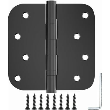 Black Door Hinges Exterior Door Hinges 4 Inch Stainless Steel Hinges Ball Bearing Door Hinges Silent Thickness 3mm Heavy Duty Hinge with Rounded 5/8" Radius Corner 3 Pack
