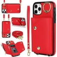 thumbnail image 2 of for iPhone 12 Pro Max Case Wallet with Strap for Women,Crossbody Lanyard and Wristlet Strap,Zipper Pocket,Credit Card Holder,Ring Stand,RFID Blocking Phone Wallet Case(6.7 inch,Red), 2 of 18