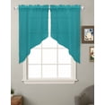 thumbnail image 2 of Teal Swag Valances for Windows, Turquoise Pure Teal Rod Pocket Sheer Valances for Large Windows, Swag Toppers Light Filtering for Kitchen Living Room 2 Panels 36''x45'', 2 of 6