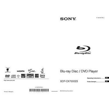Instruction Manual ONLY for Sony BDP-CX7000ES Blu-ray Player Owners Manual REPRINT