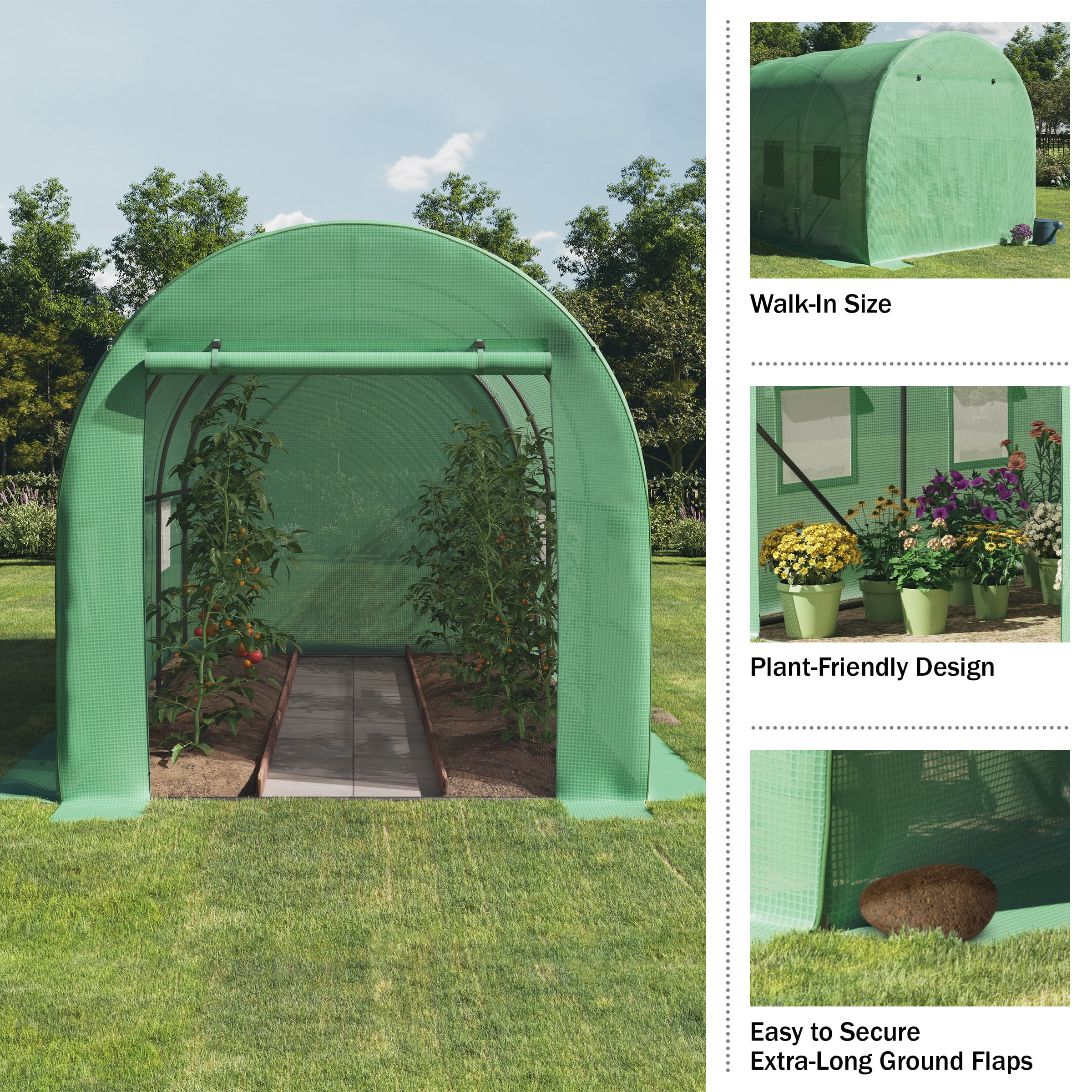 Home-Complete 9.5ft x 6.5ft x 6.2ft Walk In Greenhouse with Windows