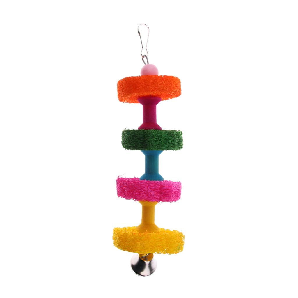 FashionCha Perfect Hanging Chew Toy, Wooden Parrot Chewing Toy with A Bell Teeth Care Treat