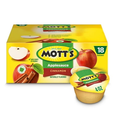 Motts Cinnamon Applesauce, 4 Oz Cups, 18 Count, No Artificial Flavors, Good Source Of Vitamin C, Nutritious Option For The Whole Family Packaging May Vary