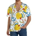 thumbnail image 3 of Xecao offers the Ducks and Anchors for Men's Casual Short-sleeved Shirt, a button-up collared shirt with a pocket, perfect for beach vacations and yacht travel in the Medium size., 3 of 7