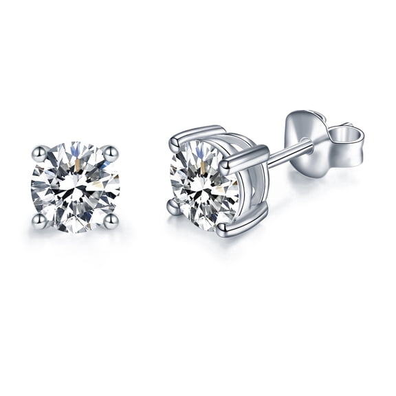 IMOLOVE Moissanite Stud Earrings for Women in Sterling Silver Hypoallergenic 1CT/Pair D Color Round Cut Moissante Earrings