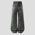 thumbnail image 4 of High Waist Flared Jeans Comfortable Stretch Denim Pants With Wash Wide Leg Trousers Casual Everyday Wear Fashion Bottom,10 Grey,9-10 Years, 4 of 9