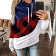 thumbnail image 2 of Pompotops Women Lattice Printed Pullover Hoodies Long Sleeve Drawstring Hooded Tops Sweatshirt, 2 of 5