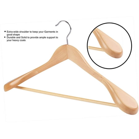 Closet E Solid Wooden Extra Wide Shoulder Coat Hangers Set Of 8 Closet E Solid Wooden Extra Wide Shoulder Coat Hangers Set Of 8 Natural