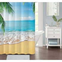 Tropical Summer Beach Fabric Shower Curtain (Tropical Beach)