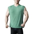 thumbnail image 4 of Turilly Men's Leisure Sport Lightweight Fitness Knit Sleeveless Shirt Threaded Strip High Stretch Crew-Neck Tank Top, 4 of 6