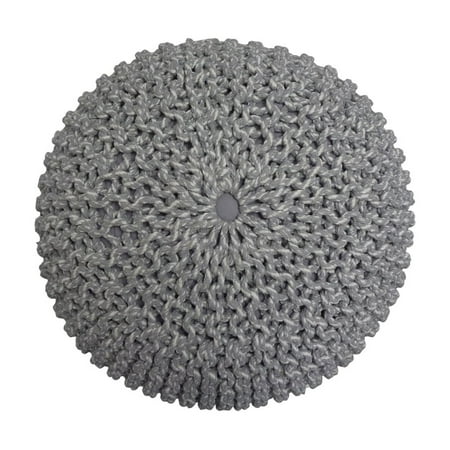 Simpli Home - Nikki Round Contemporary Polystyrene/Knitted Cotton Pouf - Blue/Navy Blue