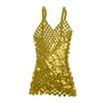 thumbnail image 4 of Vestido de tirantes de espagueti con lentejuelas para mujer Perfecl dorado con cuello en V, 4 of 8
