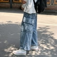 thumbnail image 5 of Men Baggy Jeans Trousers Oversize Cargo Korean Streetwear Hip Hop Wide Leg Pants, 5 of 11