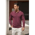 thumbnail image 5 of COOFANDY Men's Knitted Polo Shirt Half Zip Sweater Long Sleeve Casual Vintage Sweatshirt Lightweight Striped Golf Tops, 5 of 9