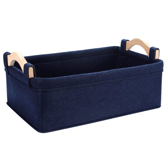 Panier en Feutre Pliable Bleu Marine - Bacs de Rangement Doux pour Livres, Magazines, Journaux