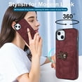 thumbnail image 4 of Compatible with iPhone 13 Mini Case Wallet with Card Holder, 360°Rotation Finger Ring Holder Kickstand Premium PU Leather Soft TPU Anti-Drop Back Phone Cover For iPhone 13 Mini, Winered, 4 of 10