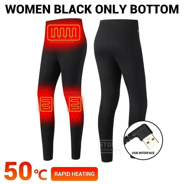 Men Women Heated Underwear Top with Pants Set Washable USB Charging Electric Thermal Heating Insulated Clothes with 3 Level Temperature Setting Cold-Proof Underwear Outdoor Winter Heating