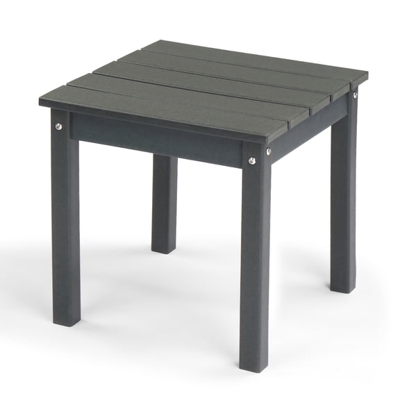 Square HDPE Outdoor Side Table, Weather‑Resistant Patio End Table for Backyard Garden Porch, Dark Grey