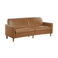 thumbnail image 5 of Comfort Sleeper Sofa Camel Faux Leather Upholstery Modern Furniture Durable Plywood Frame Elegant Lounger 1pc, 5 of 10