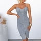 thumbnail image 2 of Vestido de mezclilla Pompotops sin espalda con cremallera sin mangas color sólido para mujer Talla S M L XL, 2 of 9