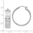 thumbnail image 4 of Sterling Silver Rhodium-plated Diamond-cut Hinged Hoop Earrings QE11518 (31mm X 31mm), 4 of 4