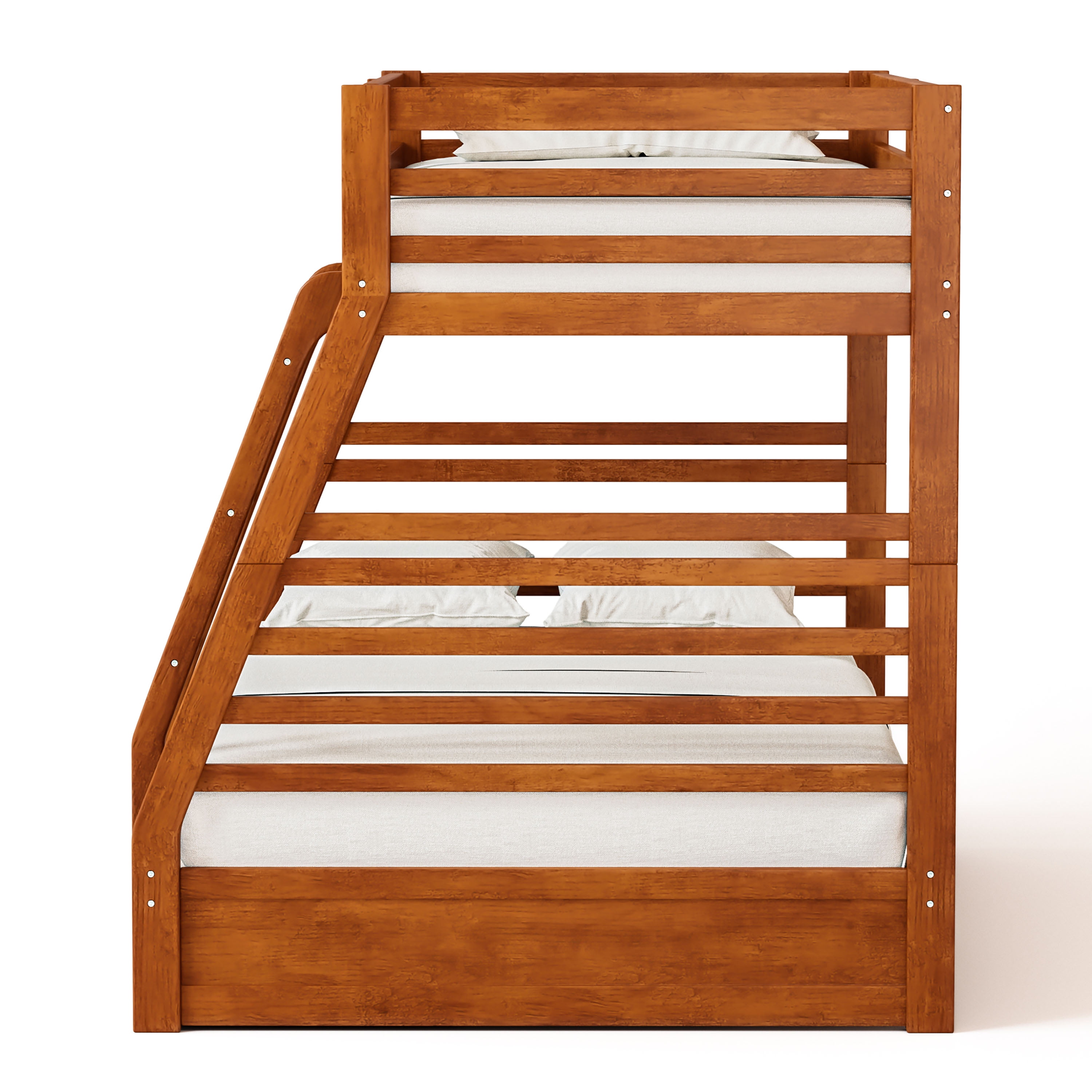 Furniture of America Luke Wood Oak Twin/Full Kids Bunk Bed with Drawers