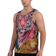 thumbnail image 2 of Pofeuu Pink Tiger Gold Leaves Print Men's Workout Tank Tops Sleeveless Muscle Gym Shirt Quick Dry-X-Large, 2 of 7