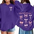 thumbnail image 2 of Weebloom Cute Toddler Girls Hoodies Bow Long Sleeve Hoodies Sweatshirt Tops Pullover With Pocket Dark Purple 3-4 Years, 2 of 6