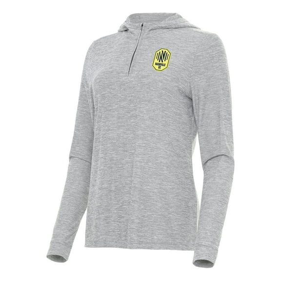 Women's Antigua Heather Gray Nashville SC Daybreak Quarter-Zip Hoodie